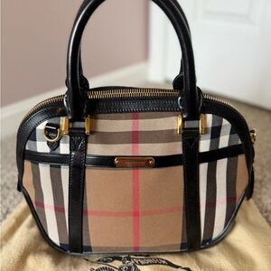 Burberry Checkered Black and Tan Satchel